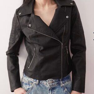 Noisy May Vegan Leather Moto Jacket - SM